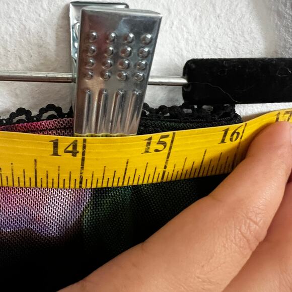 Black Pink Floral‎ Midi Skirt, Vintage, Y2K, Grunge, Goth, Dark Academia, Medium - Picture 4 of 5